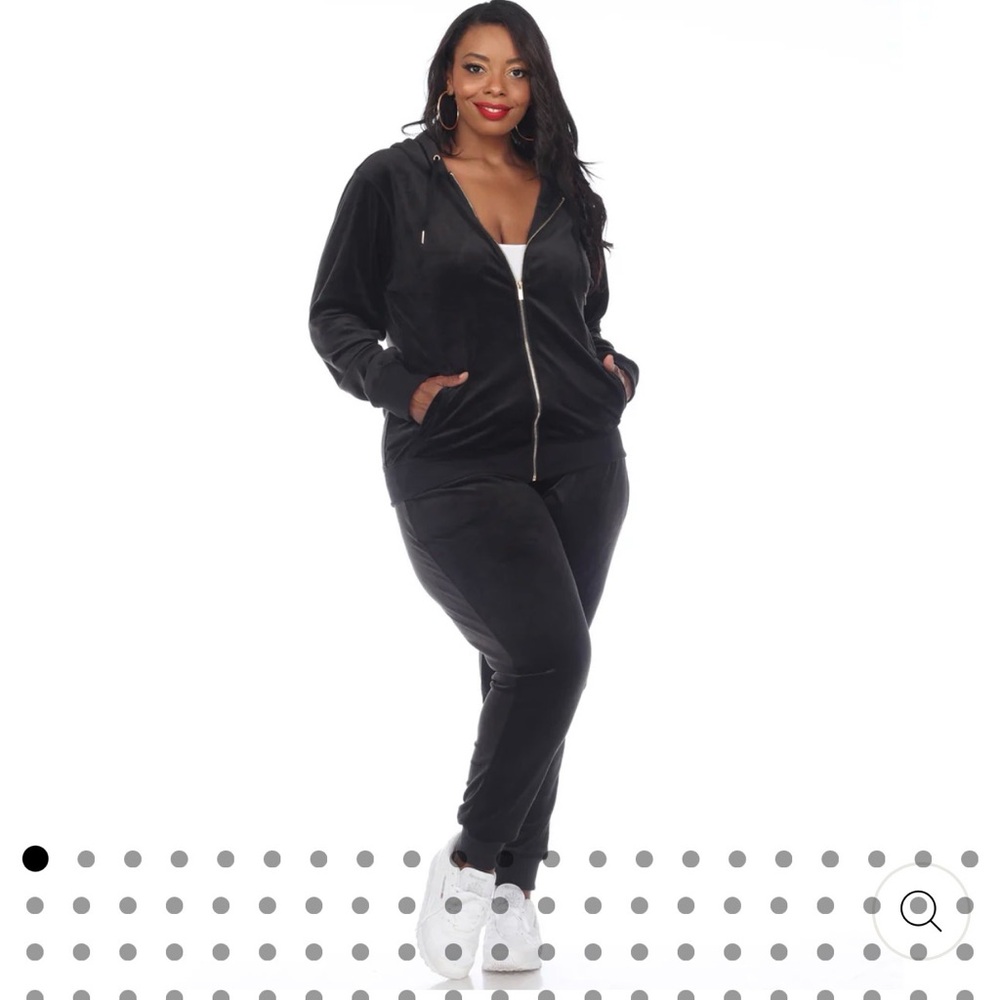 White mark Black Velour Tracksuit